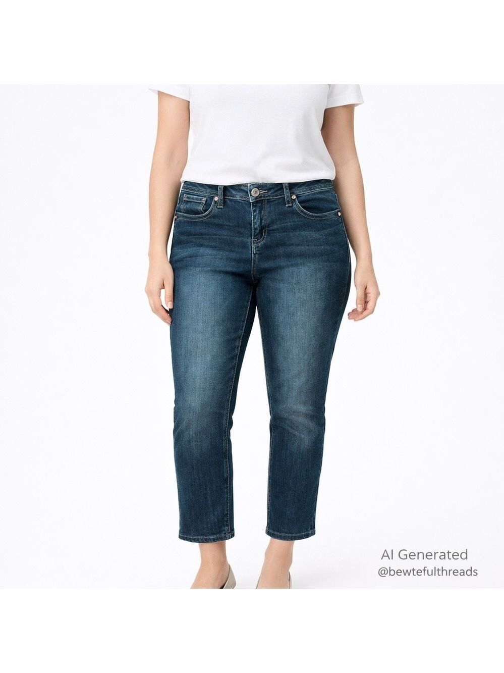 Seven7 Jeans 16P Blue Stretch Slim Straight Petite 25” Inseam Rhinestone